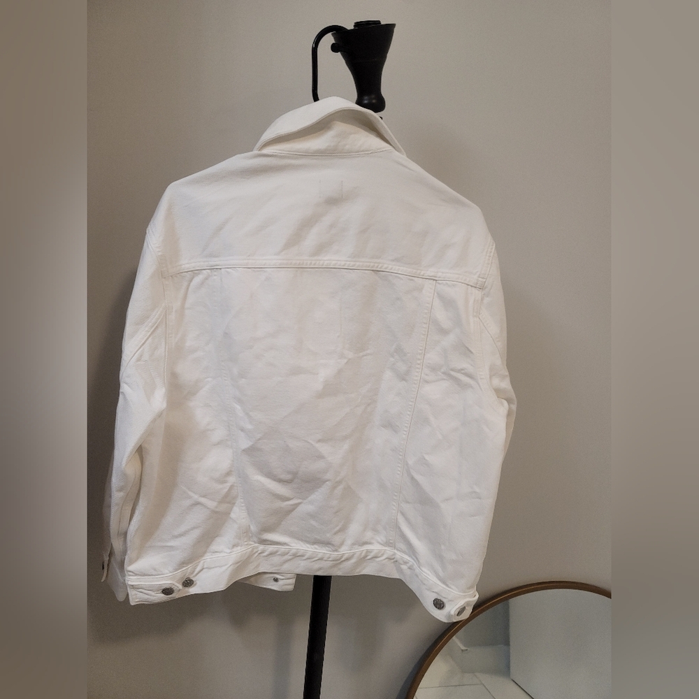 J.Crew White Denim Jacket Size Large New NWT - Picture 5 of 7